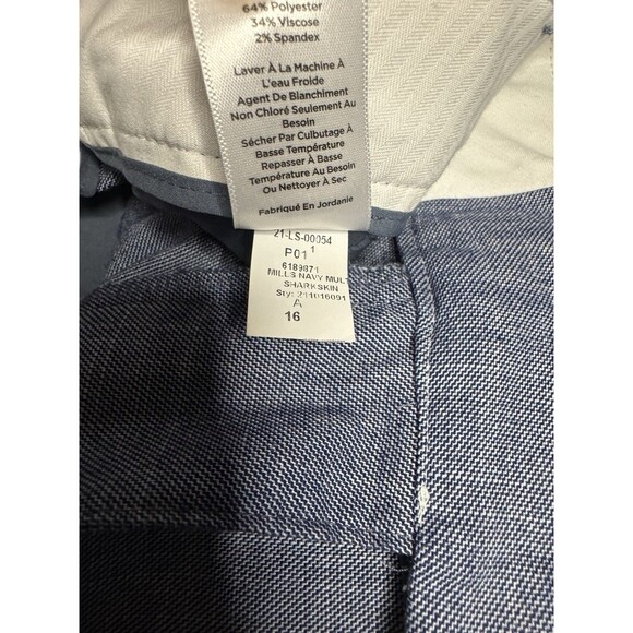 Talbots Hampshire Ankle Pants 16 Sharkskin Blue Straight Leg High Rise Business - Picture 8 of 8